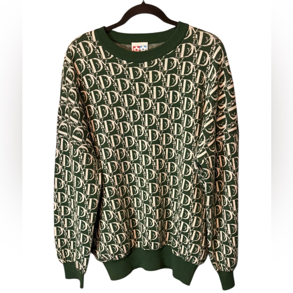 Vandy The Pink Vandy Vior Monogram Wool Knit Sweater Green Large Designer - Picture 6 of 7